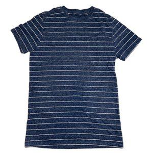Goodfellow Co. Navy Blue and White Striped T-Shirt, Men’s Small
